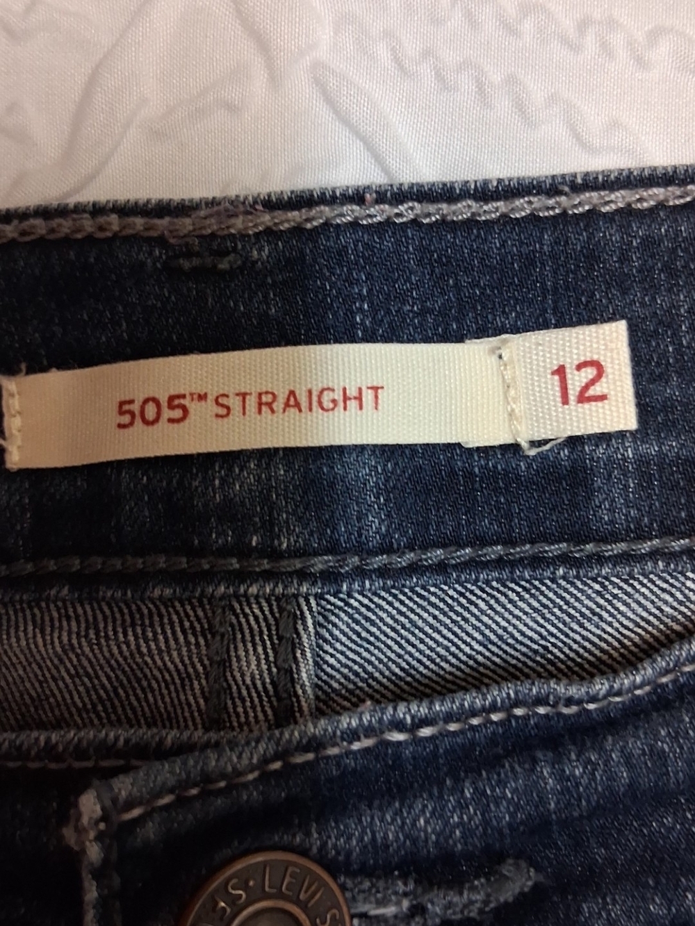 Levi 505 Strauss & Co. Jeans with Leather Patch - Dark Indigo Size 12 - Picture 4 of 17